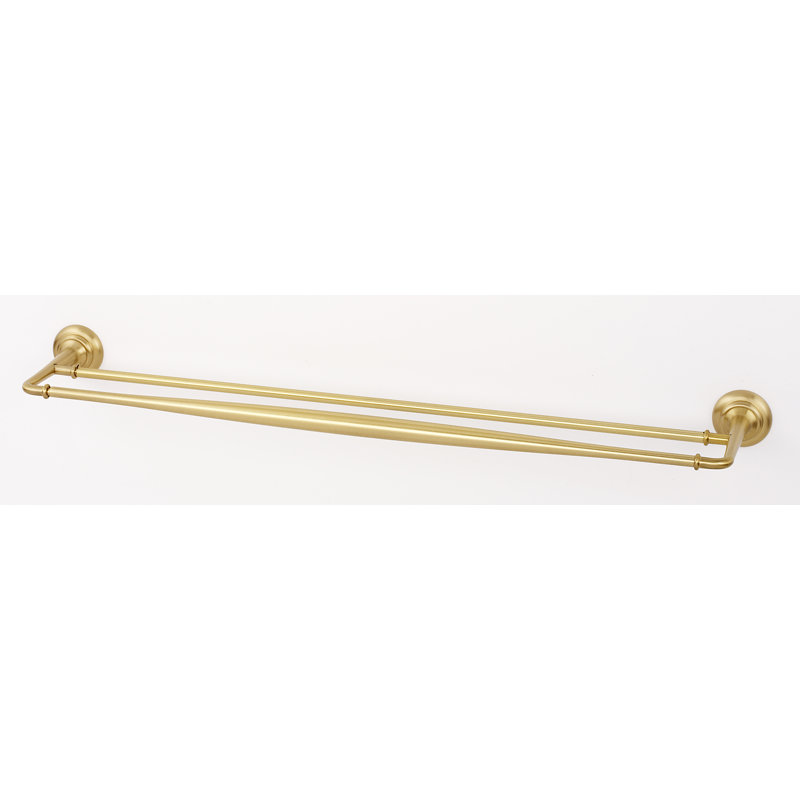 Porte-serviettes mural double 32 po Charlies, Laiton satiné, H 0,75 po x l 26 po x P 5,31 po