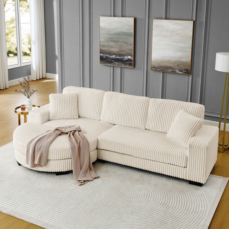 Canapé-lit modulaire rembourré en velours Corduroy, Beige