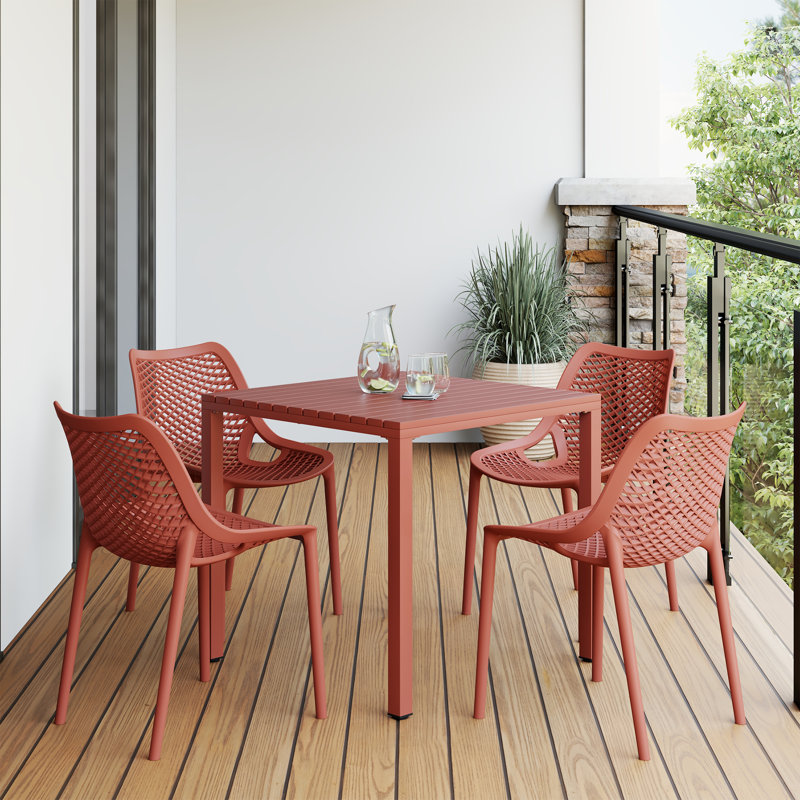Ensemble repas carré pour 4 personnes, Rouge