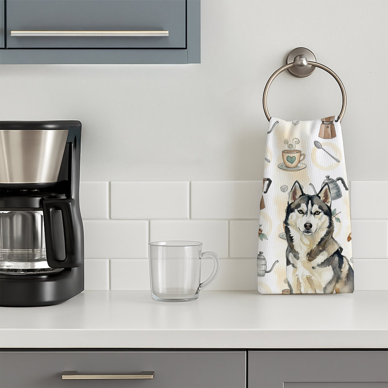 Agouti Siberian Husky Coffee Bar Kitchen Towel, Agouti Siberian Husky