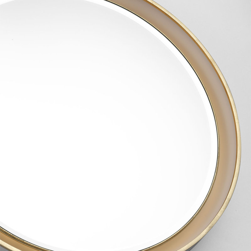 Tricia Illuminated Round Mirror, 24" x 24", Matte White/Gild