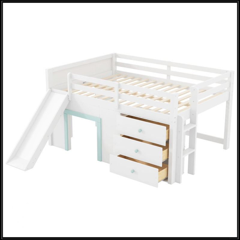 Lit mezzanine double pleine grandeur avec glissade