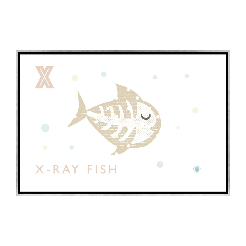Xray Fish - imprimé, Pas de tapis, Toile avec cadre argenté, H 40 po x l 60 po x 1,5 po