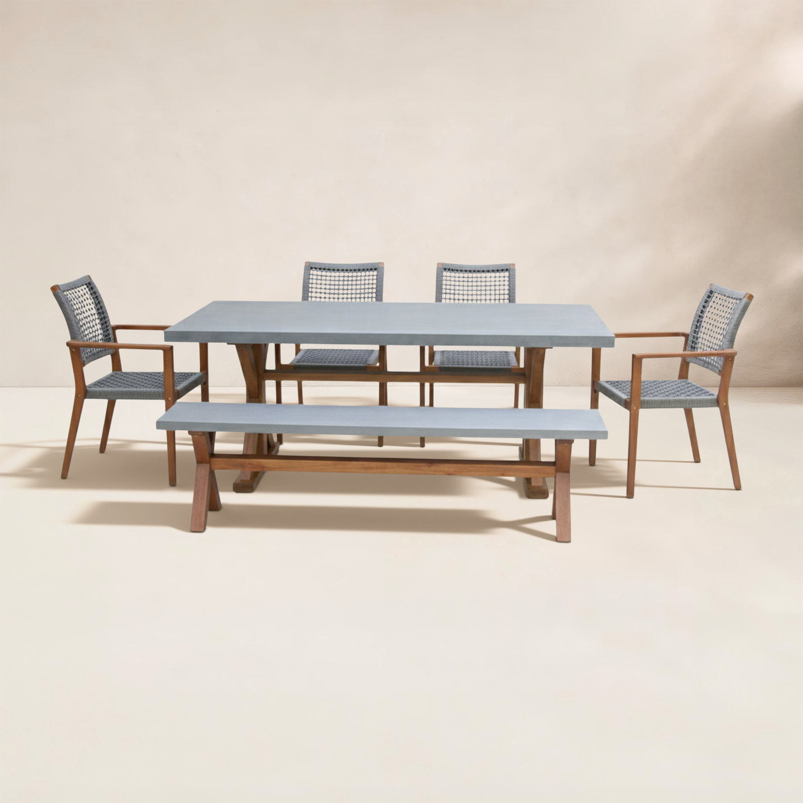 Fleur 74'' Rectangular 7 - Person Outdoor Dining Set