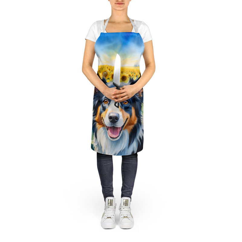 Border collie en tablier tournesols