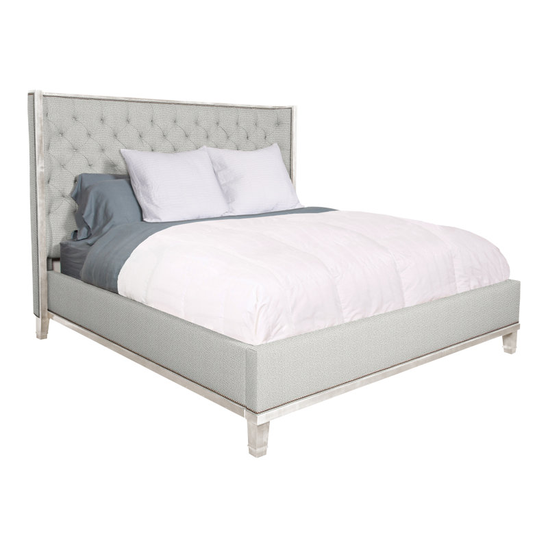 Michael Weiss Solid Wood Wingback Bed, Ian Pewter, Queen, Navajo