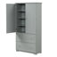 Large armoire de rangement pour salle de bain, armoire de rangement autoportante avec deux tiroirs et tablette réglable, panneau de fibres à densité moyenne avec finition peinte, gris