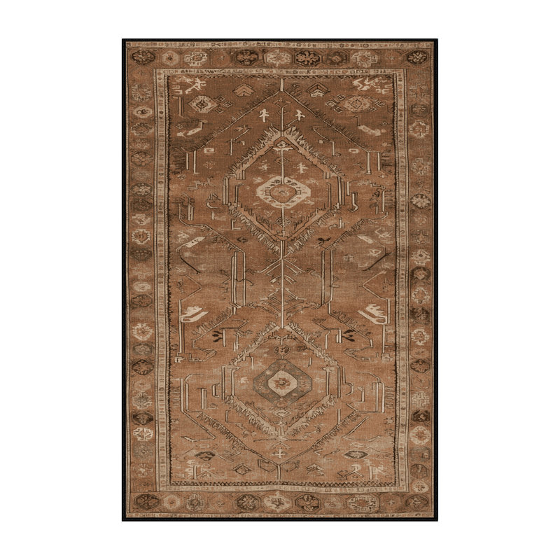 Tapis brun turc lavable à la machine, Rectangle de 5 pi x 8 pi