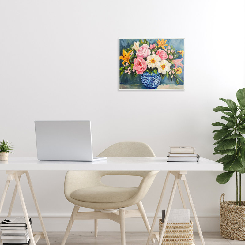 Vase indigo chinois, plaque murale par Petal Prints Design