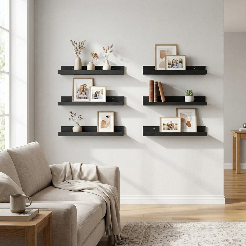 6 Piece Wood Floating Shelf