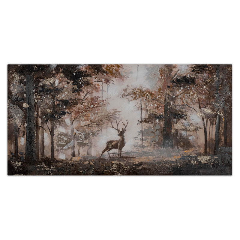 Hand -painted acrylic painting Stag in the Brume