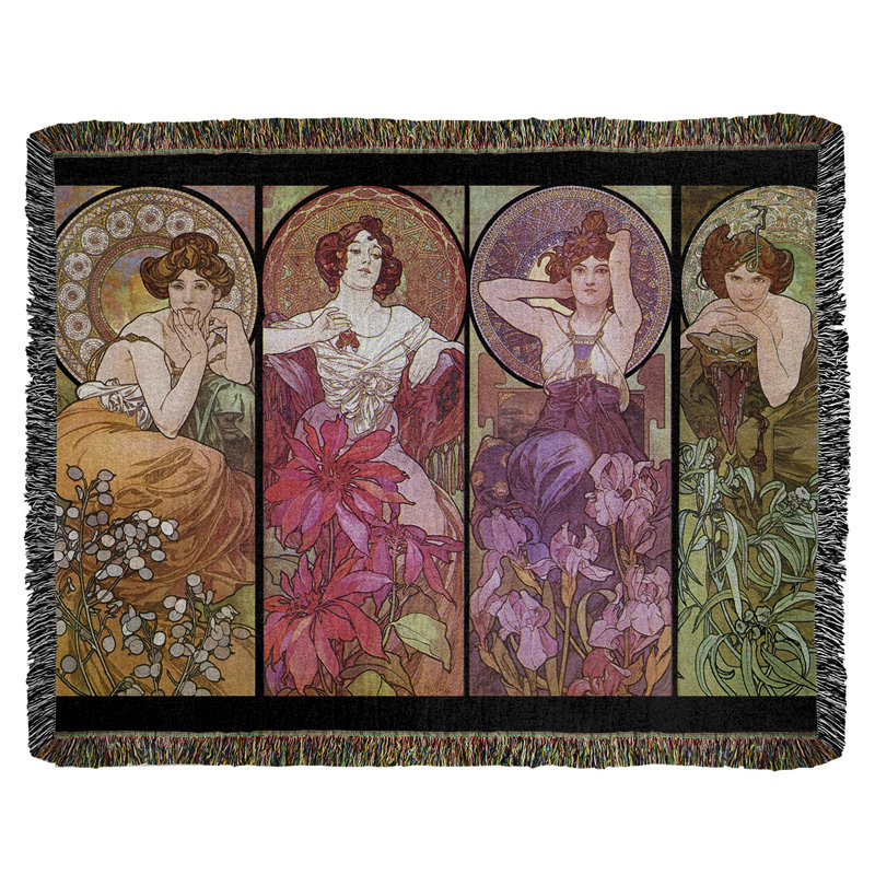 Alphonse Mucha Hand Woven Throw Blanket