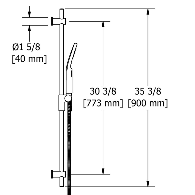 Ensemble de douche à main avec barre coulissante 36 po et douchette à 3 fonctions