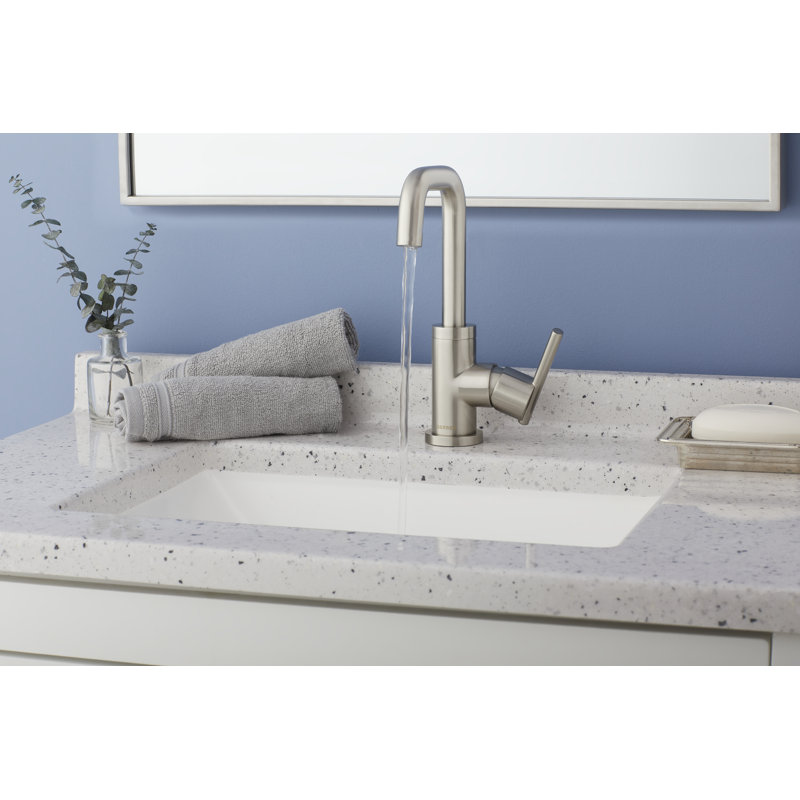 Robinet pour salle de bain à poignée simple avec drain en métal Parma, Nickel brossé