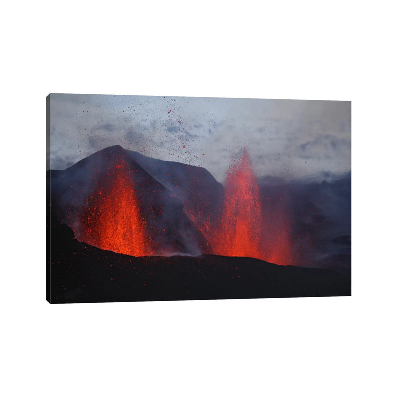 Fimmvörduháls Eruption, Lava Fountains, Eyjafjallajökull, Iceland I by Martin Rietze - Wrapped Canvas Print