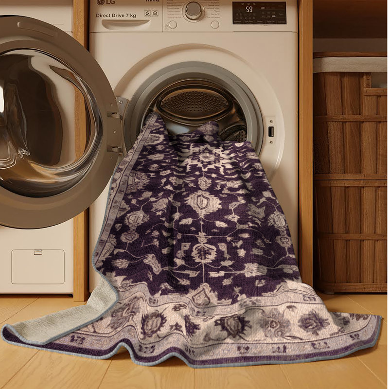 Tapis brun lavable à la machine, Rond 3 pi