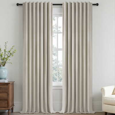 Aikens Velvet 100% Blackout Curtains , Back Tab Hooks Drapes,Room Darking Thermal Insulated Drapes(Set of 2,With Hooks)