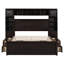 Lit grand format avec finition en bois et installations de rangement - Armoire solide, prise de tablette