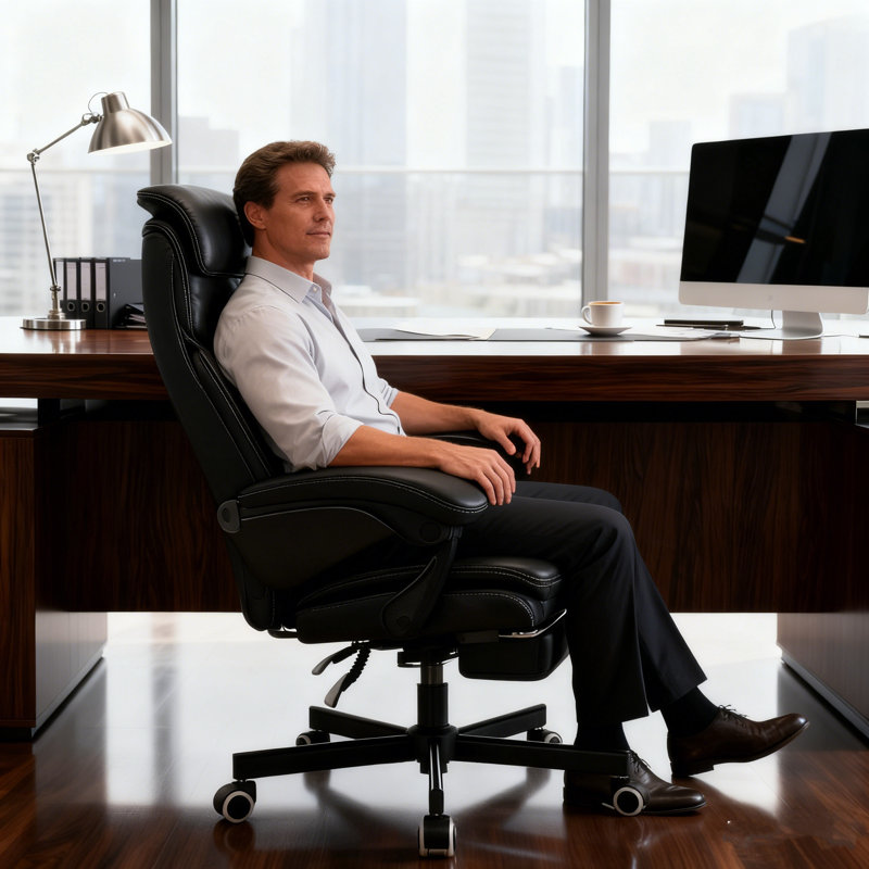 Leather  Ergonomic Executive Office Chair, Black