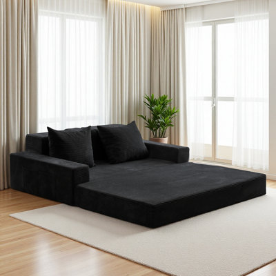 Boneless 4 In 1 Convertible Boneless Sofa Couch Foldable Floor Sofa Bed In A Box With 2 Cup Holders
