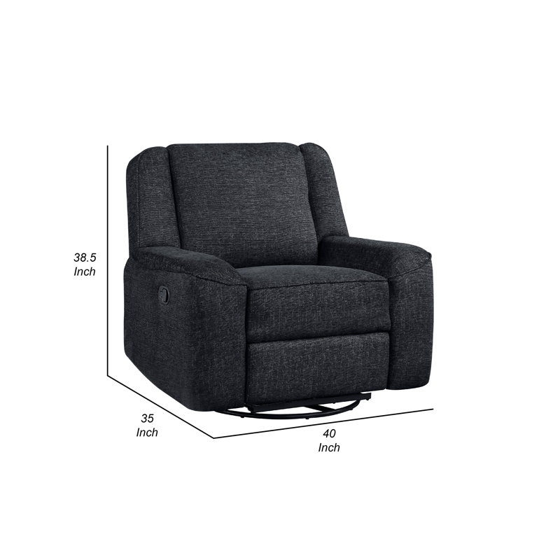 Fauteuil inclinable manuel avec tirette Ruma, chenille noire ébène