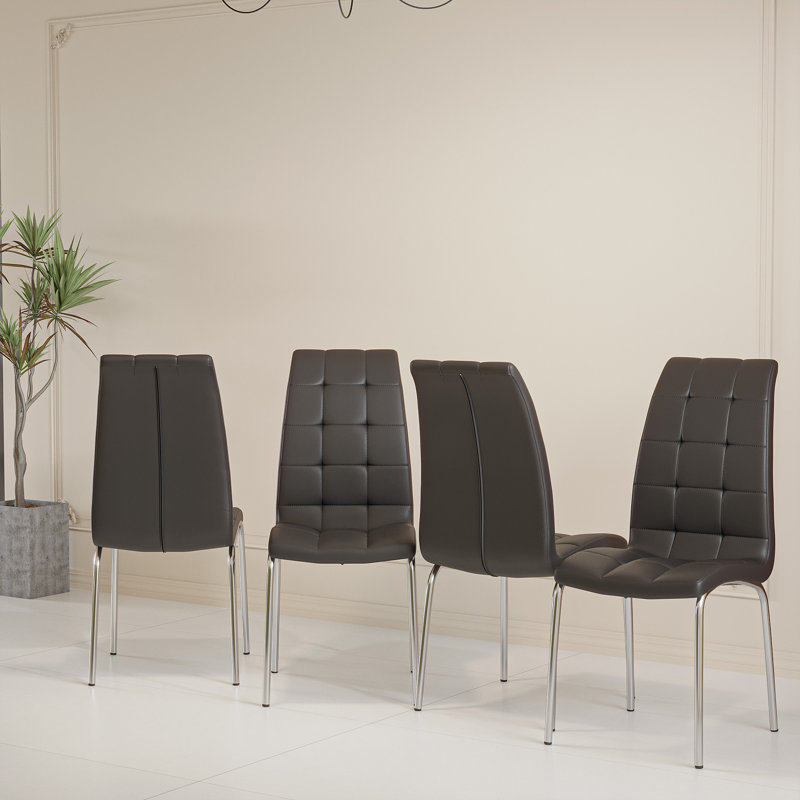 Burcker Tufted Upholstered Side Chair, White/Black