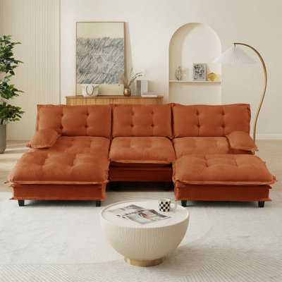 Canapé modulaire en tissu chenille moderne modulaire 3 places avec 2 repose-pieds pour salon