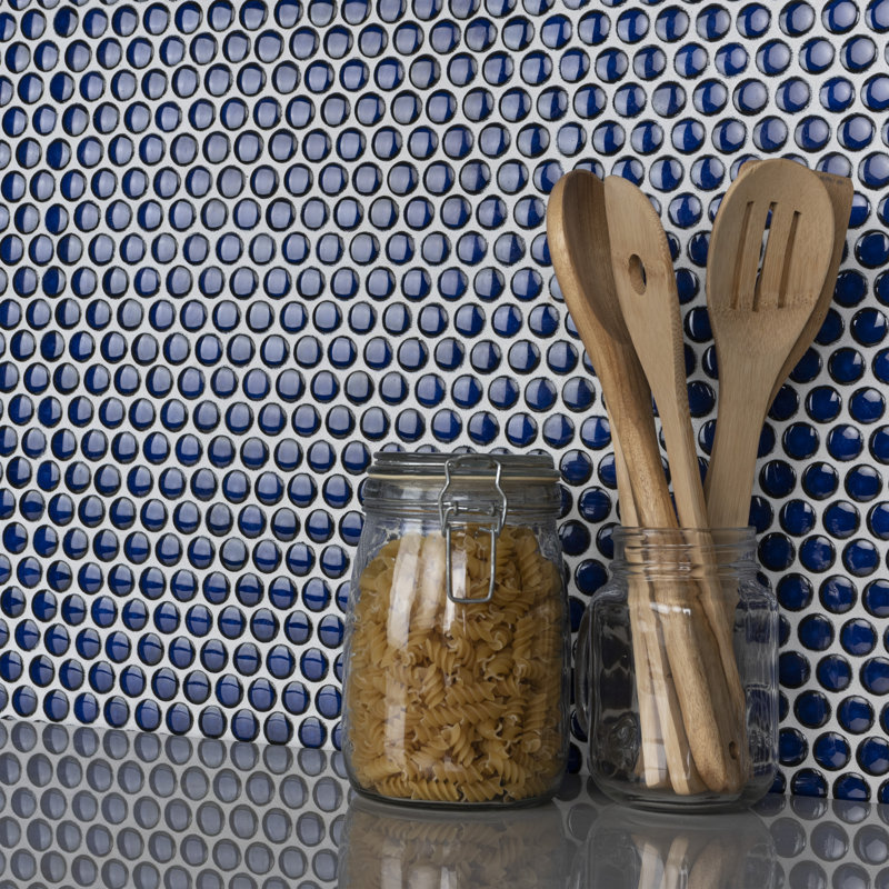 Hudson Penny Round .80" x .80" Porcelain Penny Round Mosaic Wall & Floor Tile, Blue Eye