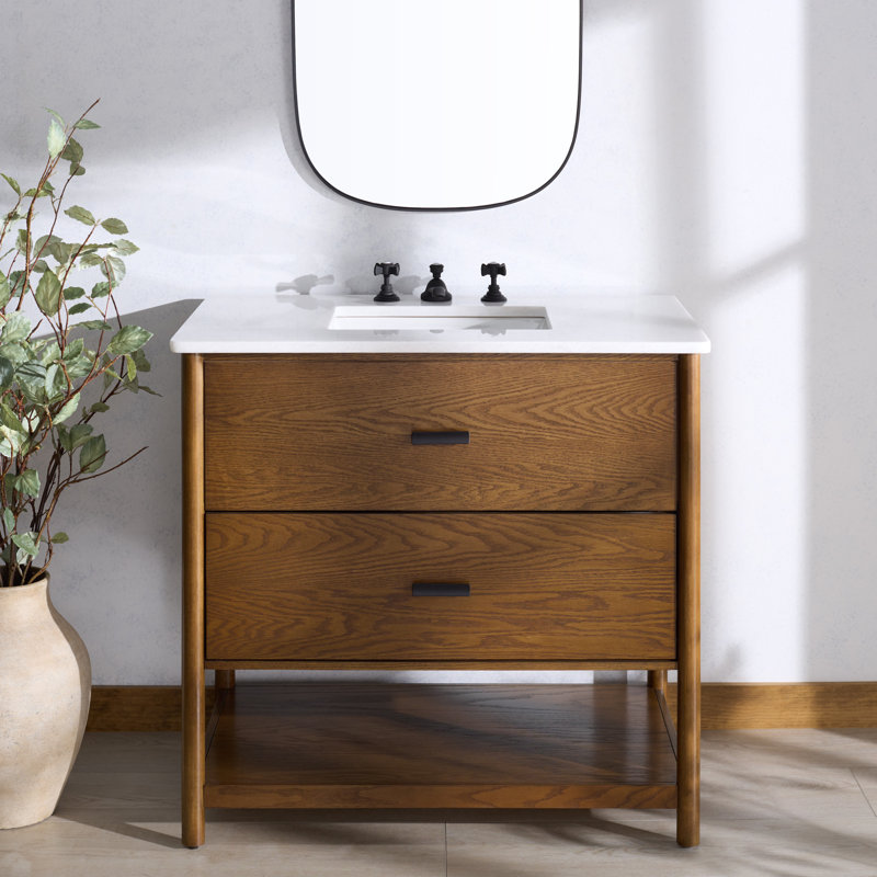 Jaylessa 36" Single Vanity, Medium Oak