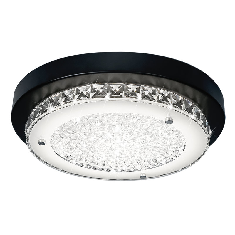 Simple Circle Dimmable Crystal Ceiling Light Led Ceiling & Flush Mount Light for Bedroom, 15.75in+6000K