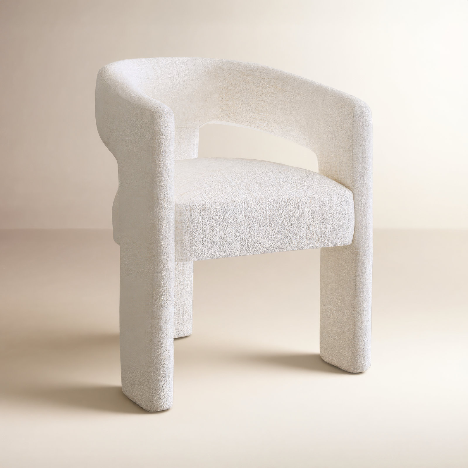 Darlington Chenille Upholstered Dining Arm Chair, Gwen Natural Beige Microsuede