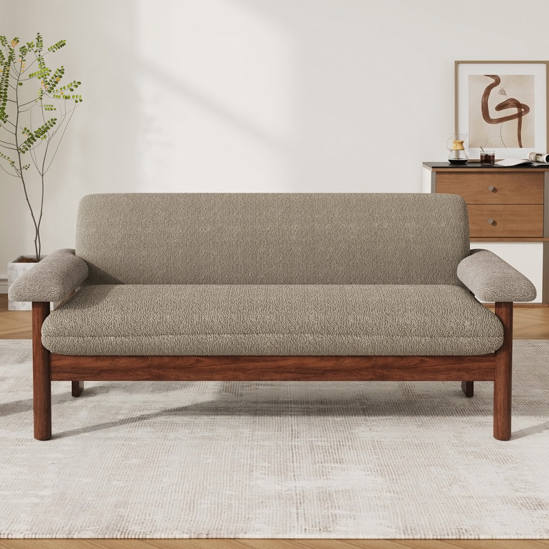 Canapé moderne à 2 places avec accoudoirs pour des espaces de vie compacts et un confort de tous les jours., Brown Polyester