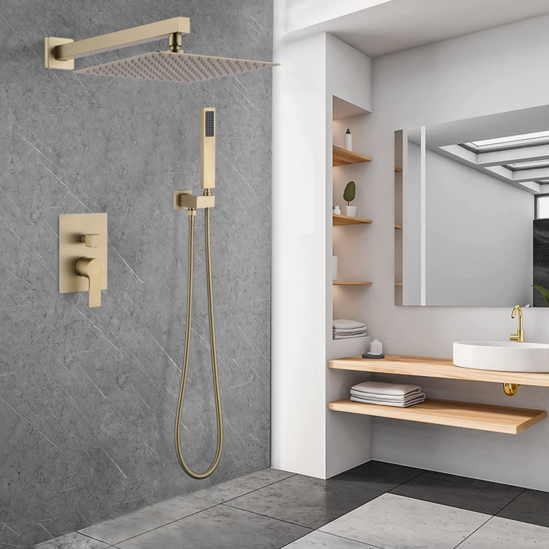 Ensemble de douche à effet pluie Chastin, Or brossé