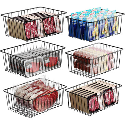 6 Pack Standup Freezer Organizers For 16 Cu, 3 Large 3 Medium, Black