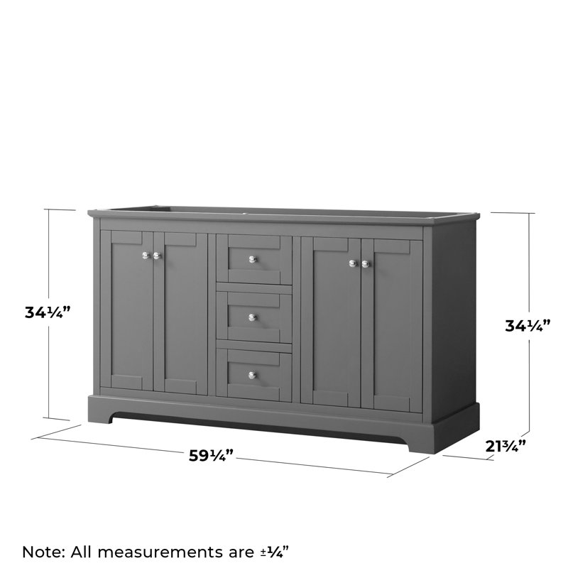 Avery 59.25'' Double Bathroom Vanity Base Only, Dark Gray/Polished Chrome