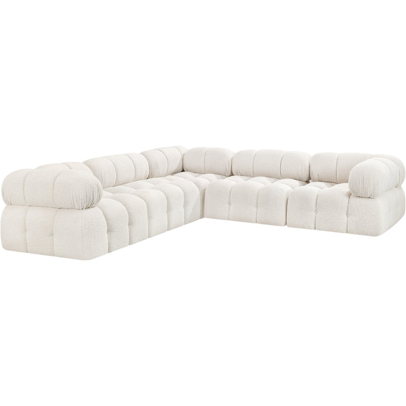 Ames Upholstered Sofa, Cream Boucle Fabric, 2 Armless, 3 Corner