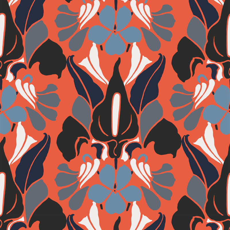 Signature Dragon Flower 10' L x 24" W Peel and Stick Wallpaper Roll, Red, Peel & Stick, Self-adhesive
