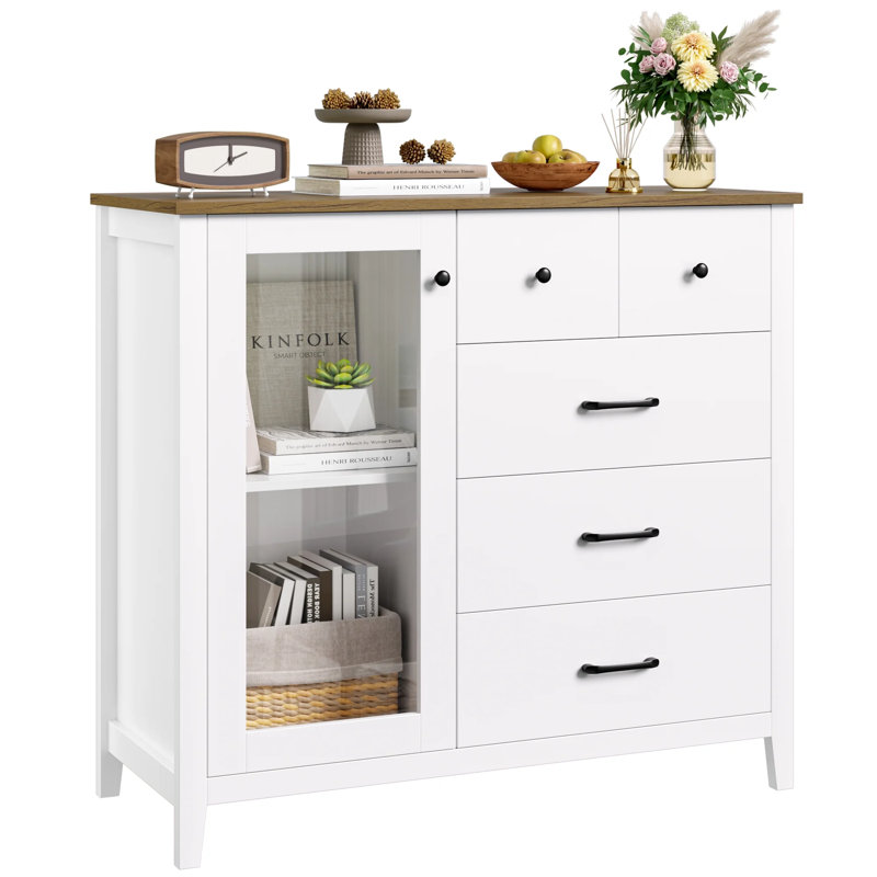 Commode à 5 tiroirs, Blanc
