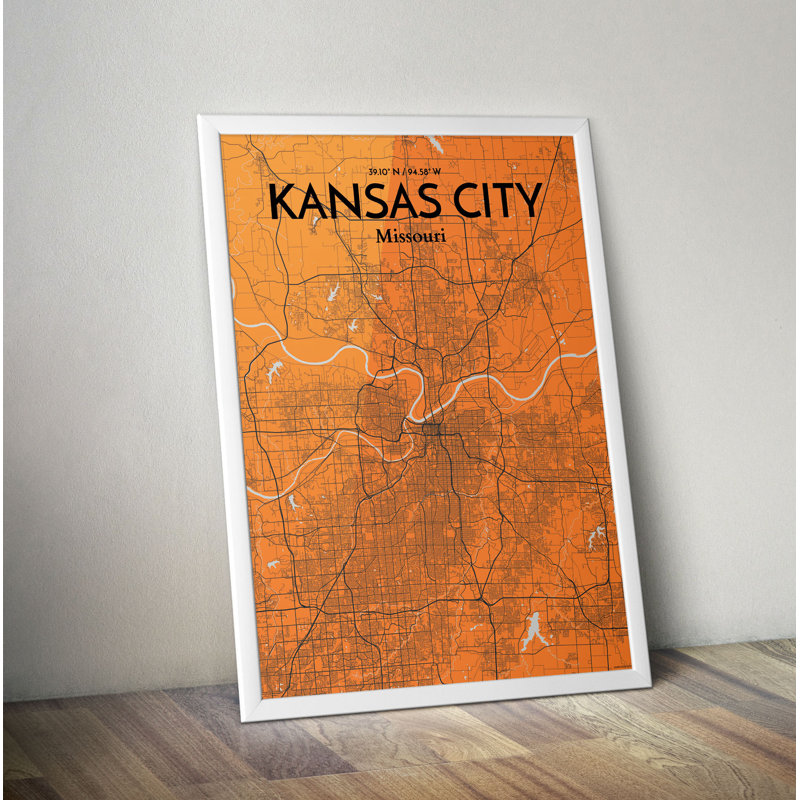 Kansas City Map - No Frame Print, 61cm H x 45.7cm W x 0.13cm D
