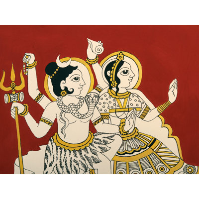 Lord Shiva With Devi Parvati | Phad Painting | Watercolor On Paper