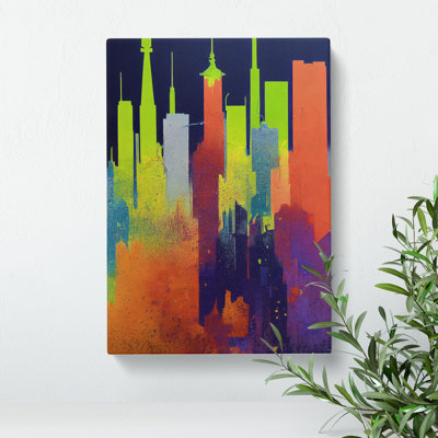 Dripping Paint City Skyline No.4 Abstract - Wrapped Canvas