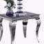 Table de bout moderne 1 pièce avec plateau en verre blanc et pieds en acier inoxydable de style 休闲 卡布里