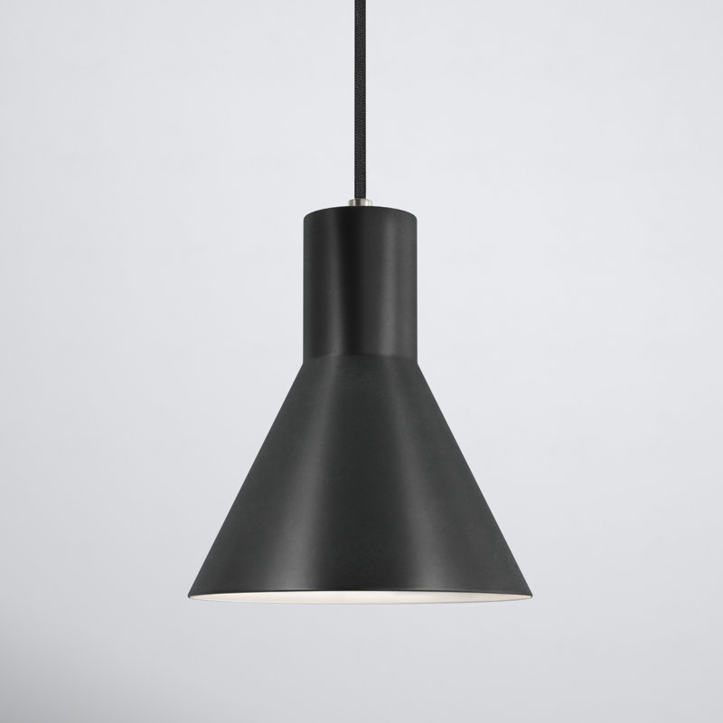 Black and Satin Brass Adjustable Single Light Pendant