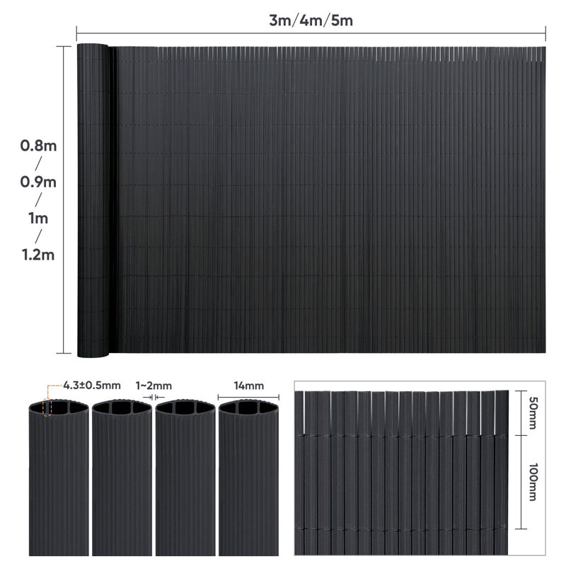 Plastic Garden Fence Asbed, 80cm H x 300cm W, Black