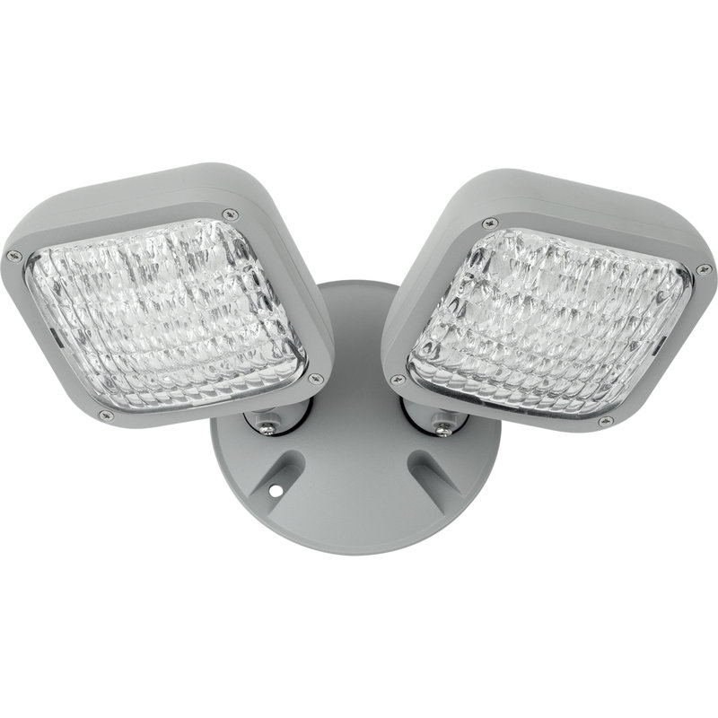 Metallic Gray 10-Inch Double Head LED Emergency Light with Remote