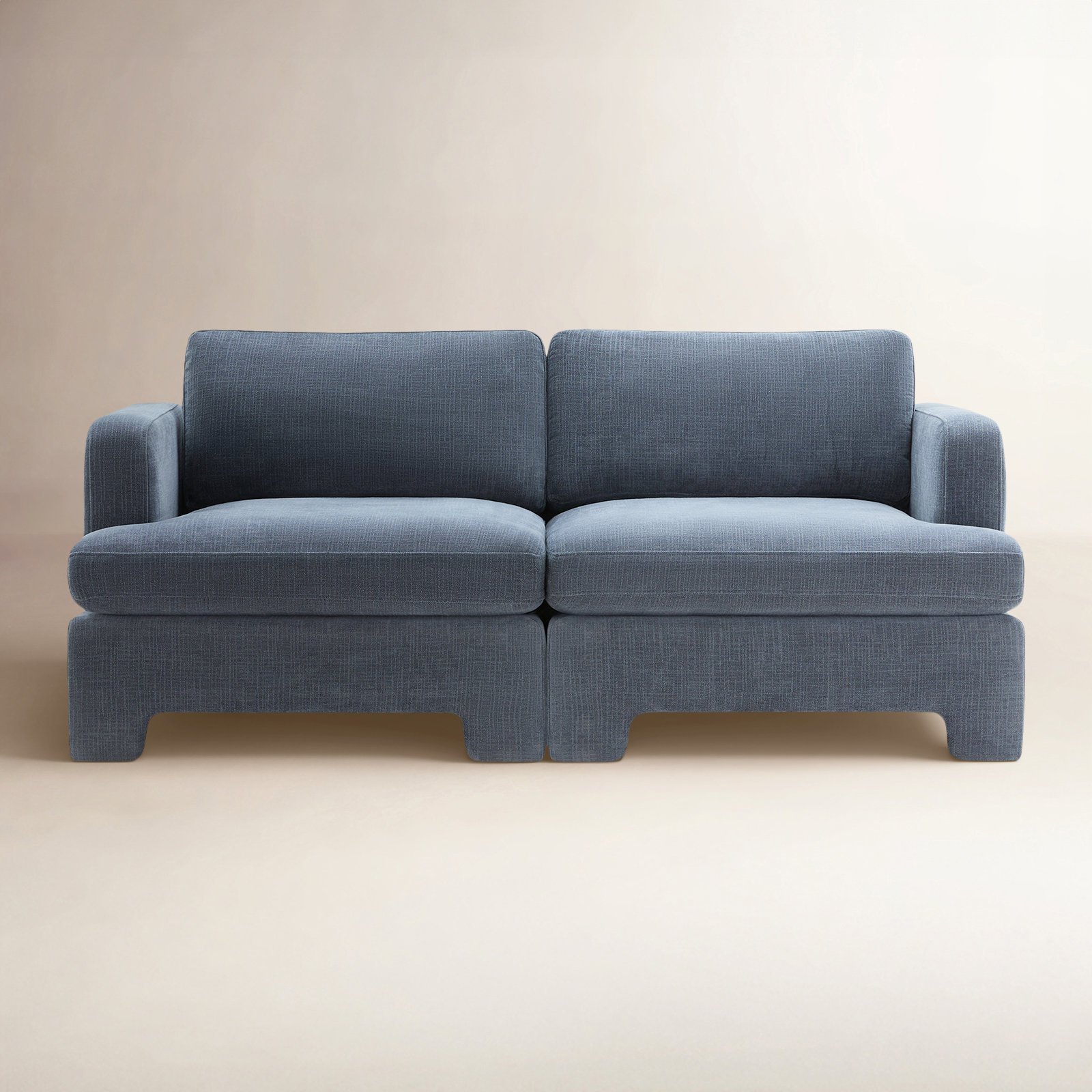 Jolie 2 - Piece 77'' Upholstered Modular Sofa, Selene Indigo Performance Chenille
