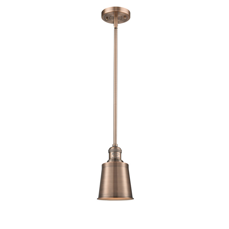 Luminaire suspendu conique 1 lumière, Ampoule non incluse, Noir mat, Cuivre antique