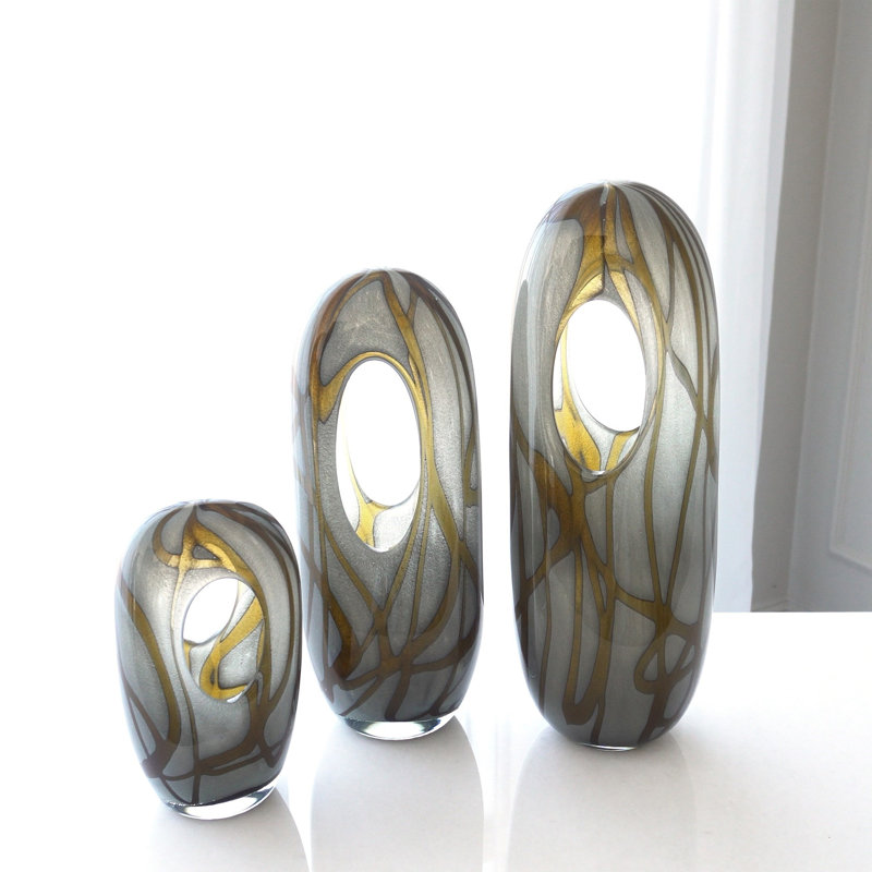 Handmade Glass Table Vase, 17.5" H x 6.5" W x 4.75" D