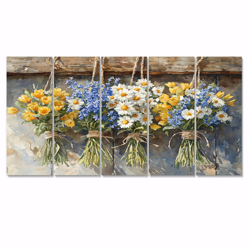 Braggs - Bouquets assortis - Art mural traditionnel, H 28 po x l 60 po, 5