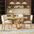 Extendable Round Dining Table Set with Solid Wood Base and 4 Upholstered Chairs, Vintage Finish-1078479069